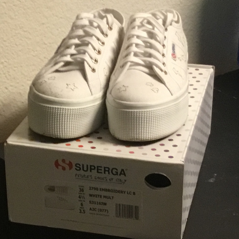 Superga platform shoes in white size 6 excellent condition